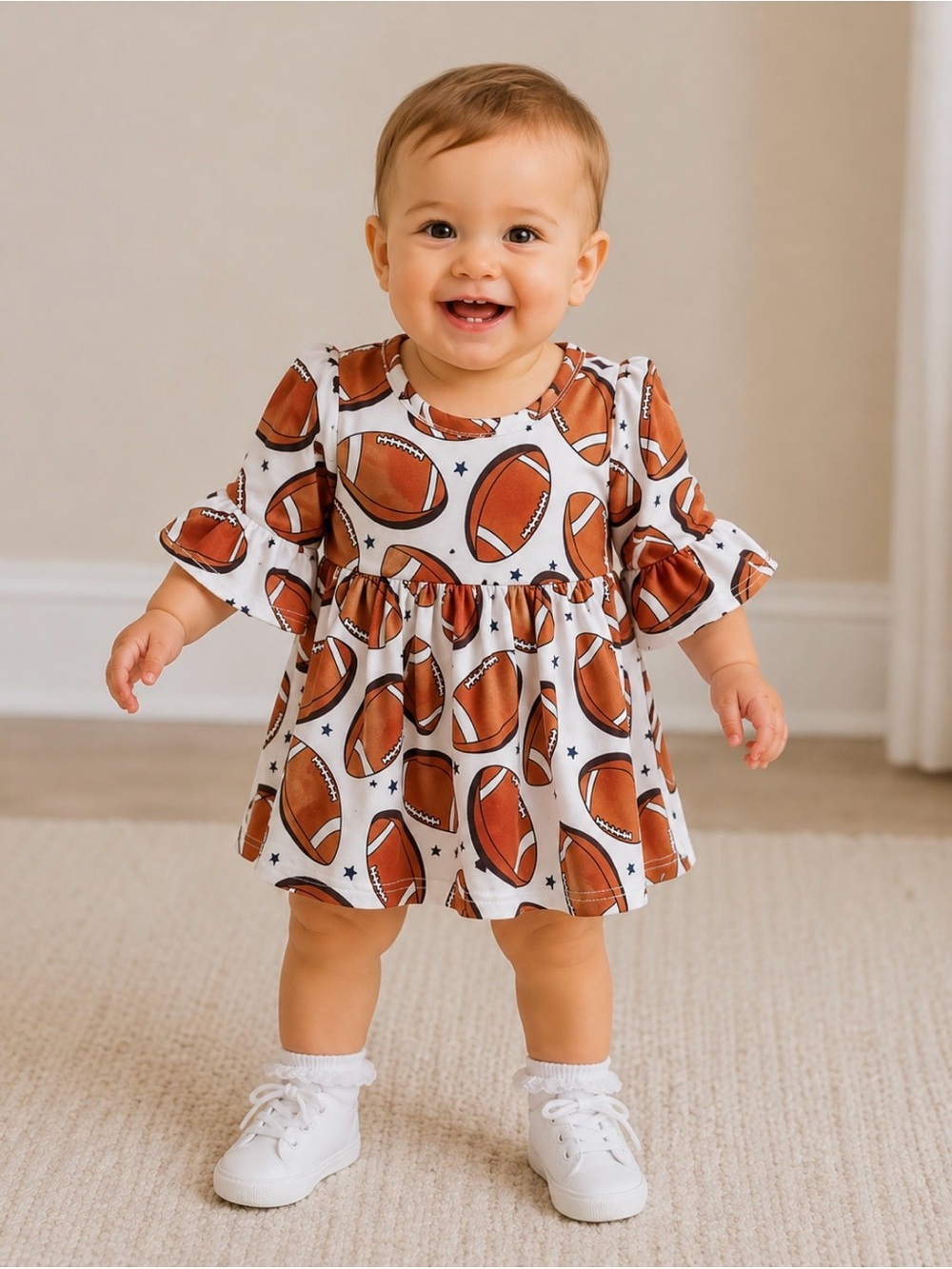 NWT Marie Nicole Boutique Girls Football Print Dress